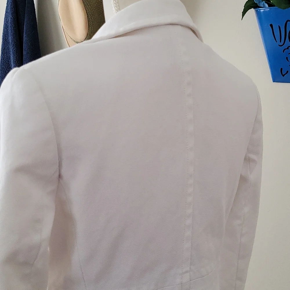 Banana Republic Large Petite Poplin White Lined Spring Button Coat - Picture 5 of 14
